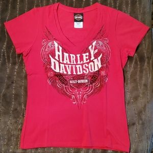 Harley-Davidson V-neck Bling T-shirt Sz L
